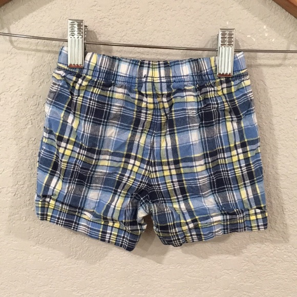 Carter’s Baby Boy 12M‎ Shorts Blue Plaid Pull On 100% Cotton Preppy Summer - Picture 4 of 6